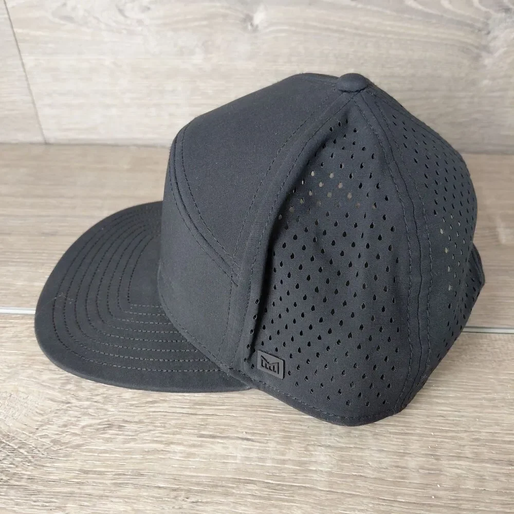 Melin Trenches Icon Hydro Snapback Hat Cap Black Performance Baseball Golf Hat
